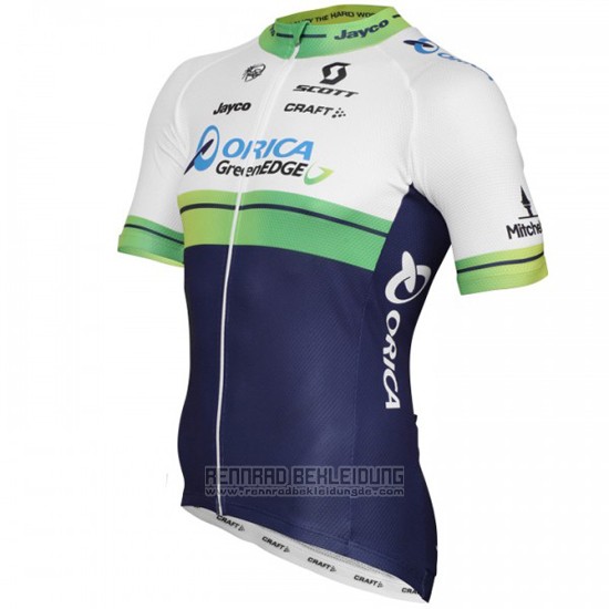 2015 Fahrradbekleidung Orica GreenEDGE Wei und Blau Trikot Kurzarm und Tragerhose - zum Schließen ins Bild klicken